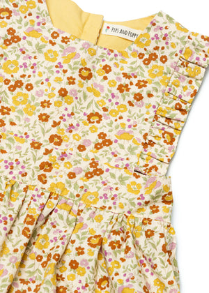 The Harper Pinafore in Mustard Floral