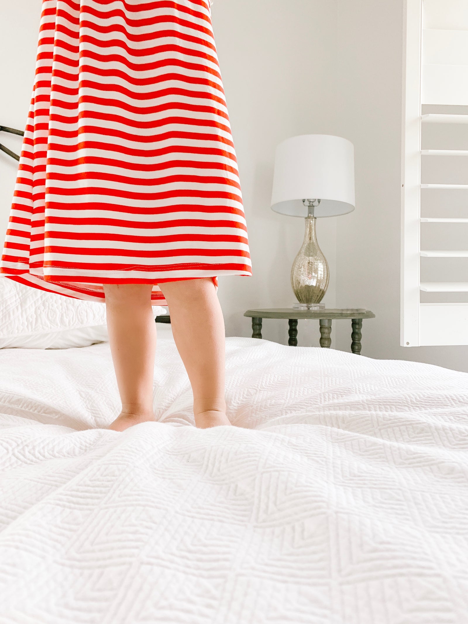 Flutter Sleeve Nightgown in Red Stripe
