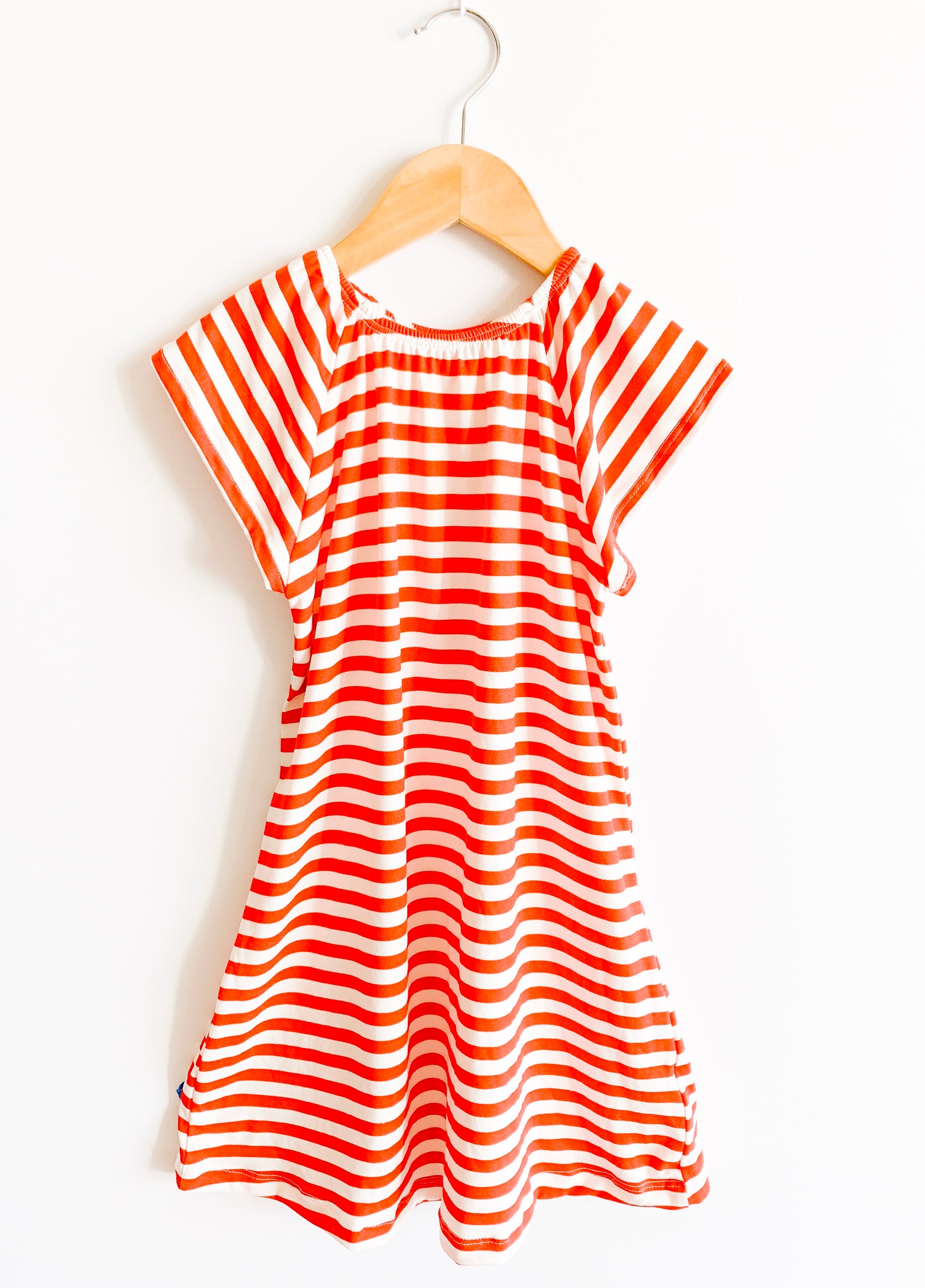 Flutter Sleeve Nightgown in Red Stripe