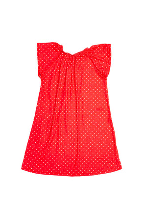 Flutter Sleeve Nightgown in Red Dot