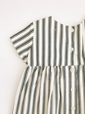 The Dolly Dress in Charcoal Stripe