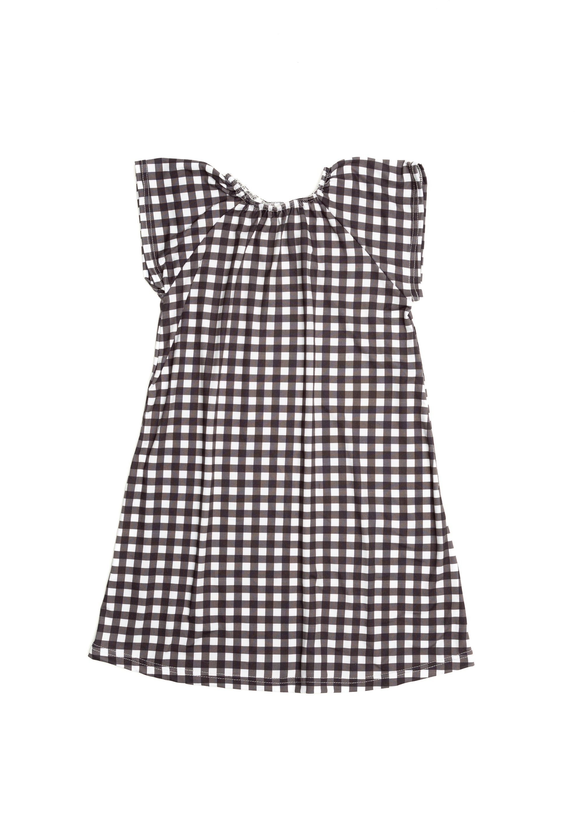 Flutter Sleeve Nightgown in Black Check